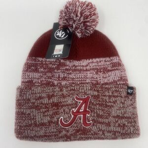 Alabama Crimson Tide '47 Brand Static Pom Beanie Cuff‎ Knit Cap Winter Hat NEW